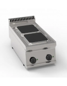 Cucina elettrica da banco in acciaio Inox, 2 piastre ermetiche quadrate cm 22x22 - potenza totale Kw 5,2 trifase - cm 35x70x28h