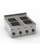 Cucina elettrica da banco in acciaio Inox, 4 piastre ermetiche quadrate cm 22x22 - potenza tot Kw 10,4 trifase - cm 70x70x28h