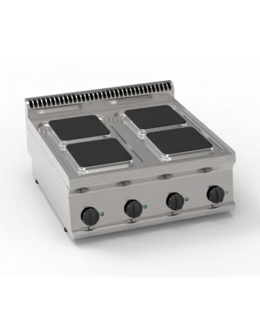 Cucina elettrica da banco in acciaio Inox, 4 piastre ermetiche quadrate cm 22x22 - potenza tot Kw 10,4 trifase - cm 70x70x28h
