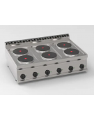 Cucina elettrica da banco trifase-15,6kw, 6 piastre Ø 22 - cm 105x70x28h