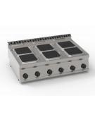 Cucina elettrica da banco in acciaio Inox, 6 piastre ermetiche quadrate cm 22x22 - potenza tot Kw 15,6 trifase - cm 105x70x28h