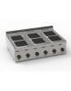 Cucina elettrica da banco in acciaio Inox, 6 piastre ermetiche quadrate cm 22x22 - pot. totale Kw 15,6 trifase - cm 105x70x28h