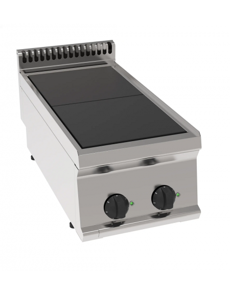Cucina elettrica da banco, 2 piastre quadre complanari fisse cm 30x30 - potenza totale 5 Kw trifase - cm 35x70x28h