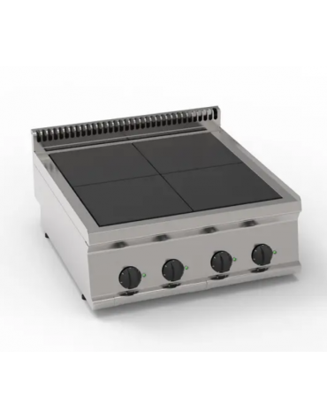 Cucina elettrica da banco, 4 piastre quadre complanari fisse cm 30x30 - potenza totale 10 Kw trifase - cm 70x70x28h