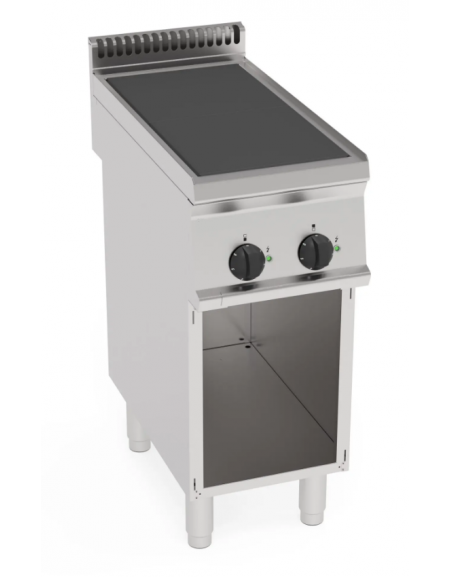 Cucina elettrica su vano aperto, 2 piastre quadre complanari fisse cm 30x30 - pot. totale. 5 Kw trifase - cm 35x70x85h Cucina elettrica su vano aperto, 2 piastre quadre complanari fisse cm 30x30 - pot. totale. 5 Kw trifase - cm 35x70x85h