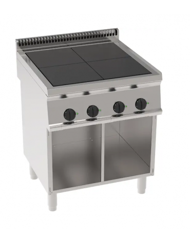 Cucina elettrica su vano aperto, 4 piastre quadre complanari fisse cm 30x30 - pot. totale. 10 Kw trifase - cm 70x70x85h