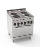 Cucina elettrica 4 piastre ermetiche 3xØ22cm + 1xØ15cm, forno elettrico statico GN2/1 - pot. tot. Kw 14,6 trifase - cm 70x70x85h