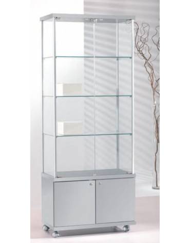 Vetrina con montanti in alluminio e mobile in kit h.43 cm - senza luci - cm 73 x 39 x 183h