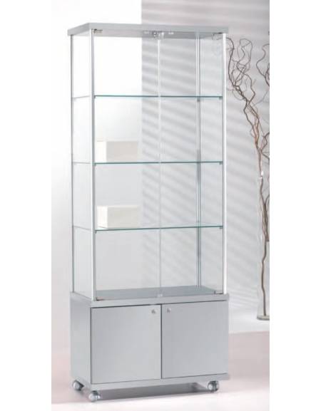 Vetrina con montanti in alluminio e mobile in kit h.43 cm - senza luci - cm 73 x 39 x 183h Vetrina con montanti in alluminio e mobile in kit h.43 cm - senza luci - cm 73 x 39 x 183h