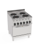 Cucina elettrica 4 piastre ermetiche tonde Ø 22cm, su forno elettrico statico GN2/1 - pot. tot. Kw 15,7 trifase - cm 70x70x85h