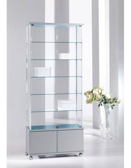 Vetrina con montanti in alluminio e mobile in kit h.43 cm - senza luci - cm 93 x 39 x 220h Vetrina con montanti in alluminio e mobile in kit h.43 cm - senza luci - cm 93 x 39 x 220h