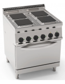 Cucina elettrica trifase-15,1kw, 4 piastre cm 22x22, su forno elettrico GN2/1, con camera cm 57x65x30 -cm 70x70x85h Cucina elettrica trifase-15,1kw, 4 piastre cm 22x22, su forno elettrico GN2/1, con camera cm 57x65x30 -cm 70x70x85h