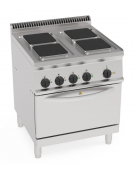 Cucina elettrica 4 piastre ermetiche quadrate cm 22x22, forno elettrico ventilato GN1/1, pot. tot. Kw15,4 trifase - cm 70x70X85h
