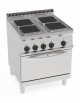 Cucina elettrica 4 piastre ermetiche quadrate cm 22x22, forno elettrico ventilato GN1/1, pot. tot. Kw15,4 trifase - cm 70x70X85h