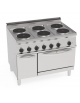 Cucina elettrica 6 piastre ermetiche Ø 22cm, su forno elettrico ventilato GN1/1 - potenza tot. Kw 20,6 trifase - cm 105x70x85h