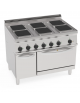 Cucina elettrica 6 piastre ermetiche quadrate, forno elettrico ventilato GN1/1 - potenza tot Kw 20,6 trifase - cm 105x70X85h