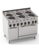 Cucina elettrica 6 piastre ermetiche Ø 22cm, su forno elettrico statico GN2/1 - potenza totale Kw 20,9 trifase - cm 105x70x85h