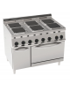 Cucina elettrica 6 piastre ermetiche quadrate cm 22x22 - forno elettrico statico GN2/1, pot. tot. Kw20,9 trifase - cm 105x70X85h
