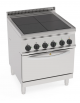 Cucina elettrica 4 piastre quadre complanari fisse, su forno elettrico statico GN2/1, potenza tot. 15,3Kw trifase - cm 70x70x85h