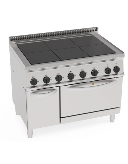 Cucina elettrica 6 piastre quadre complanari fisse, su forno elettrico statico GN2/1, pot. tot.. 20,3Kw trifase - cm 105x70x85h Cucina elettrica 6 piastre quadre complanari fisse, su forno elettrico statico GN2/1, pot. tot.. 20,3Kw trifase - cm 105x70x85h