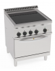 Cucina elettrica in vetroceramica, 4 zone cottura, su forno elettrico ventilato GN1/1, camera 57x51,5x30h - cm 70x70x85h