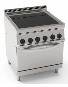 Cucina elettrica in vetroceramica, 4 zone cottura, su forno elettrico statico GN2/1, camera 57,5x65x30h - Dimensioni cm 70x70x85