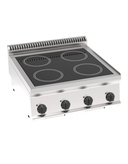 Cucina elettrica ad induzione da banco trifase-14kw, 4 zone di cottura - Adatta a pentole fondo liscio - cm 70x70x28h