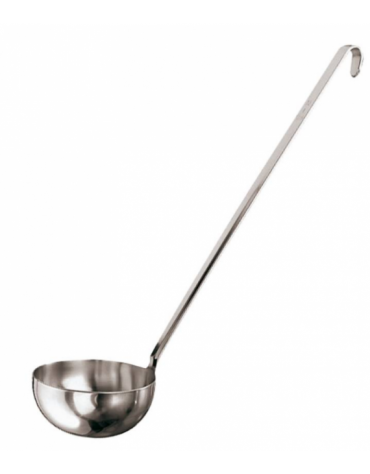 Mestolo unipezzo in acciaio inox - diametro cm 18 - manico cm 73,5 - Capacità litri 1,5