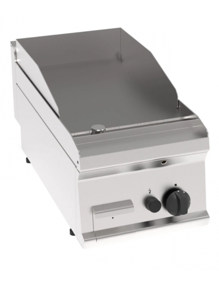 Fry top a gas da banco, 7 kw, piastra liscia, consumo gas 0,74 m³/h - sup. di cottura cm 34,6x56,4  - dim. 35x70x28h