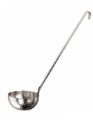 Mestolo unipezzo in acciaio inox - diametro cm 24 - manico cm 73,5 - capacità litri 4