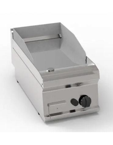 Fry-Top a gas da banco, 1 zona cottura, piastra liscia cromata cm 34,6x56,4, potenza gas Kw 7 - cm 35x70x28h