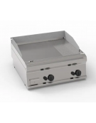 Fry-Top a gas da banco, 2 zone cottura, piastra 1/3rigata + 2/3liscia, piastra cm 69,6x56,4 - potenza gas Kw 14 - cm 70x70x28h