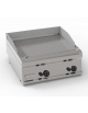 Fry-Top a gas da banco, 2 zona cottura, piastra rigata cm 69,6x56,4, potenza gas Kw 14 - cm 70x70x28h