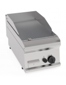 Fry-Top a gas da banco, 1 zona cottura, piastra rigata cromata cm 34,6x56,4, potenza gas Kw 7 - cm 35x70x28h