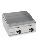 Fry-Top a gas da banco, 2 zona cottura, piastra liscia cromata spazzolata cm 69,6x56,4, potenza gas Kw 14 - cm 70x70x28h