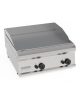 Fry-Top a gas da banco, 2 zona cottura, piastra liscia cromata spazzolata cm 69,6x56,4, potenza gas Kw 14 - cm 70x70x28h