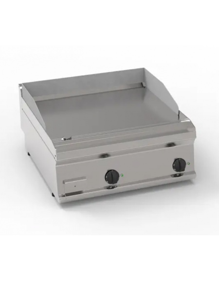 Fry-Top elettrico da banco, 2 zona cottura, piastra liscia cm 69,6x56,4, potenza tot. Kw 7,8 trifase - cm 70x70x28h