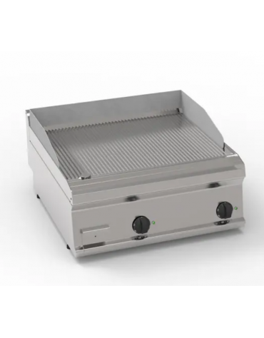 Fry-Top elettrico da banco, 2 zona cottura, piastra rigata cm 69,6x56,4, potenza tot. Kw 7,8 trifase - cm 70x70x28h