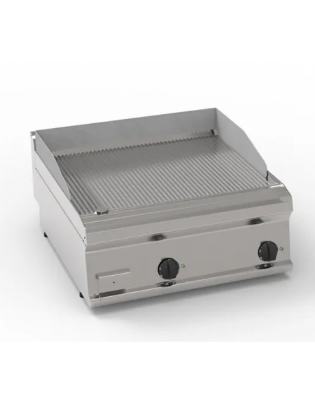 Fry-Top elettrico da banco, 2 zona cottura, piastra rigata cm 69,6x56,4, potenza tot. Kw 7,8 trifase - cm 70x70x28h