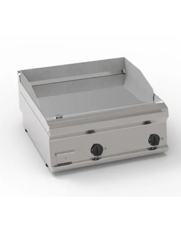 Fry-Top elettrico da banco, 2 zona cottura, piastra liscia cromata cm 69,6x56,4, potenza tot. Kw 7,8 trifase - cm 70x70x28h
