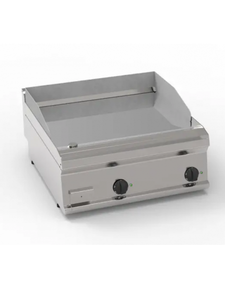Fry-Top elettrico da banco, 2 zona cottura, piastra liscia cromata cm 69,6x56,4, potenza tot. Kw 7,8 trifase - cm 70x70x28h
