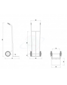 Carrello portacasse - 2 ruote gomma piena Ø mm 200 - colore rosso - cm 45x125h