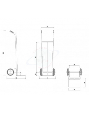 Carrello portacasse - 2 ruote gomma piena Ø mm 200 - colore rosso - cm 45x125h