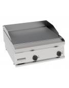 Fry-Top elettrico da banco, piastra doppia rigata cromata spazzolata cm 69,6x56,4, potenza tot. Kw 7,8 trifase - cm 70x70x28h