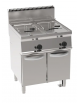 Friggitrice a gas su mobile - 2 vasche da Lt 13+13, con fondo a "V"  - potenza totale kw 24 - cm 70x70x85h
