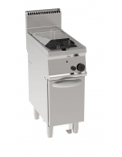 Friggitrice a gas su mobile, 1 vasca da Lt 14, con scambiatori di calore - potenza totale kw 11,5 - cm 35x70x85h