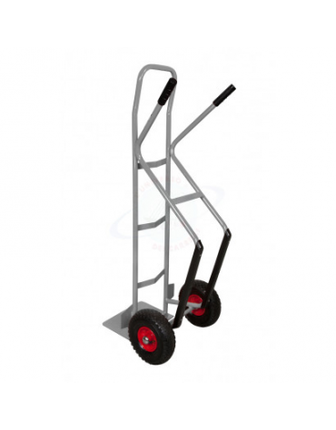 Carrello portacasse in acciaio inox con scivolo -  2 ruote Ø mm 260 - cm 49x130h