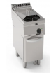 Friggitrice elettrica su mobile, 1 vasca Lt 14, con elementi riscaldanti in vasca basculanti, trifase Kw 10,8 - cm 35x70x85h
