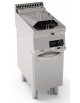 Friggitrice elettrica Lt 14 su mobile, con elementi riscaldanti in vasca basculanti - controllo elettronico - cm 35x70x85h