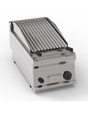 Griglia gas a pietra lavica da banco - 1 griglia inox a "V" dimensione cm 30x48 - potenza gas totale Kw 6,9 - cm 35x70x28h